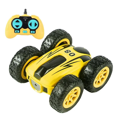  ماشین کنترلی چرخشی 360 درجه زرد Car 360 Degree Flip Remote Control Cars مقیاس 1:32_اسباب بازی